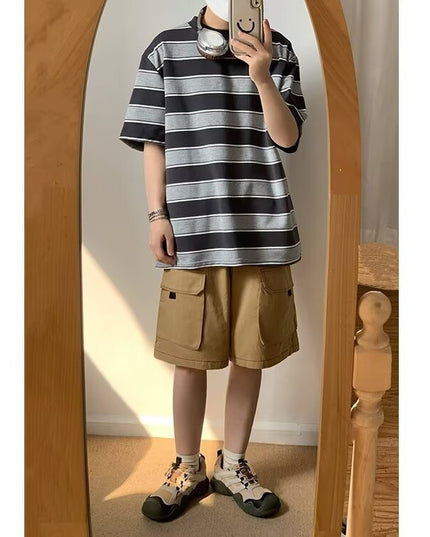 Men's Summer Japanese Vintage Stripe T-shirt