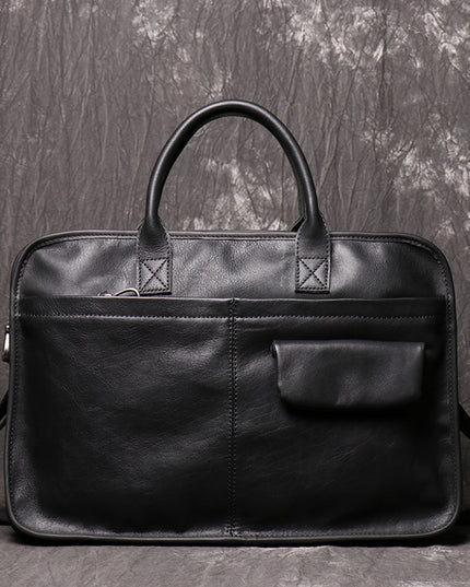 Men’s Leather One-Shoulder Crossbody Briefcase | Large Capacity Top Layer Cowhide Bag