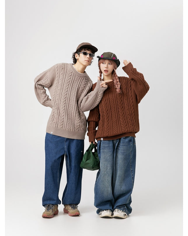 Japanese-style Retro Brocade Same Round Neck Sweater