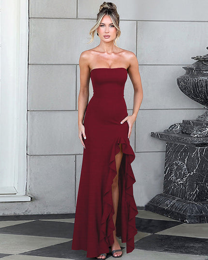 Sexy Split Maxi Dress Tube Top Temperament Women's Dress