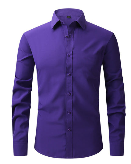 Plus Size Full Elastic Force Shirt Men's Long Sleeve