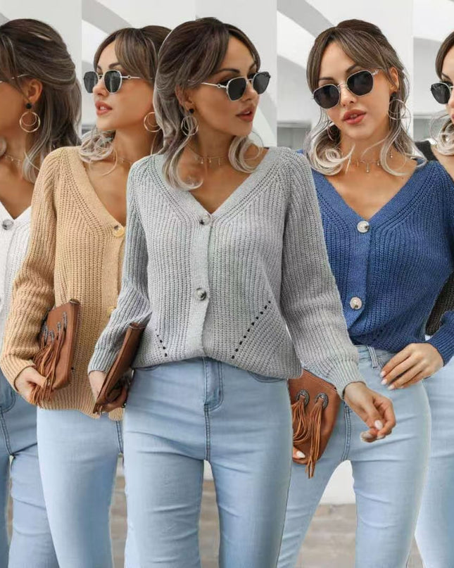 Casual Solid Color Buttons Knitwear Cardigan Sweater