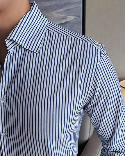 Men's Large V Non-ironing Striped Shirt