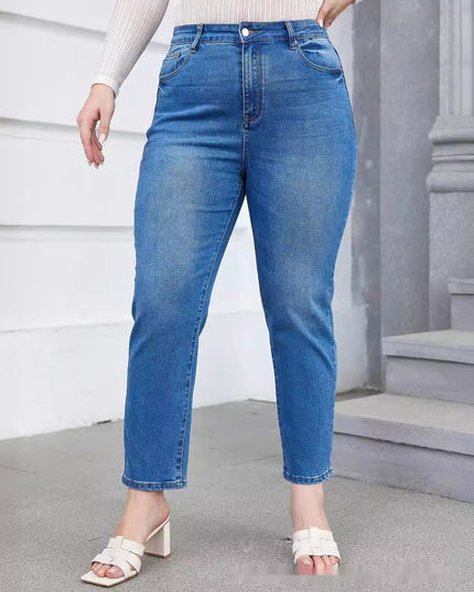 Plus Size Denim Harem Slim Fit Stretch Tapered Pants