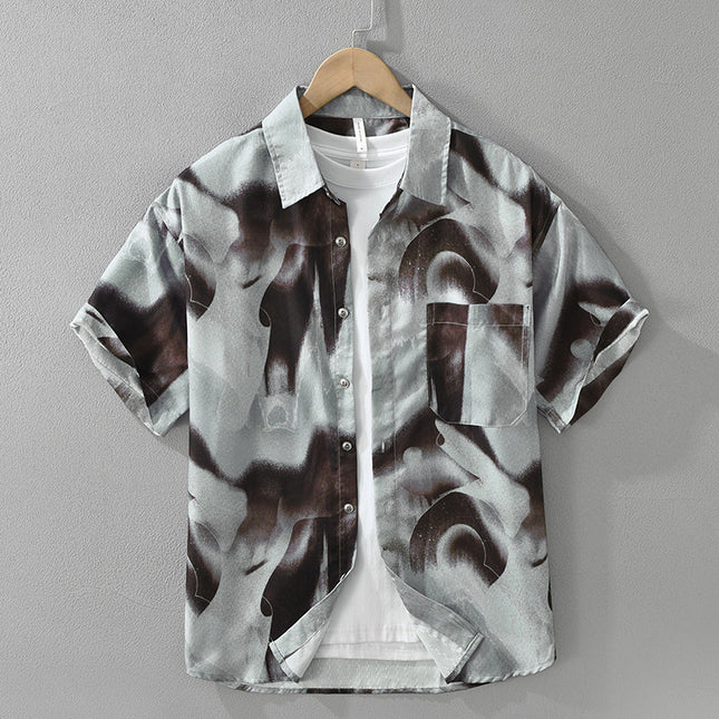 Japanese Trendy Printed Short Sleeve Shirt