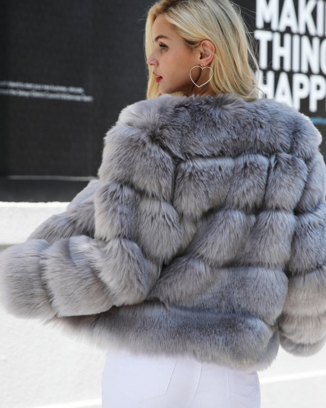 New faux furry slim mink jacket short faux fur fur coat female