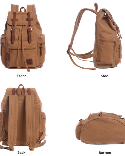 Men's And Women's Canvas Backpack 15.6 Inches Large Capacity