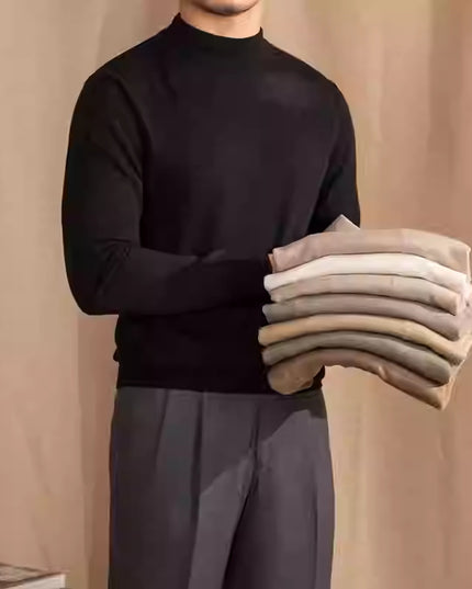 Soft Glutinous Skin-friendly Wool Mock Neck Sweater Gentleman