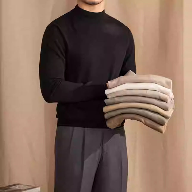Soft Glutinous Skin-friendly Wool Mock Neck Sweater Gentleman