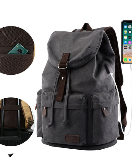 Large Capacity Tooling Canvas Backpack Men's Leisure Travel Backpack Women's