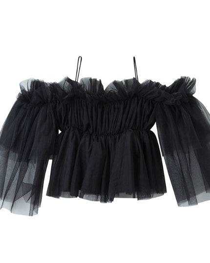One-shoulder chiffon shirt strapless strap