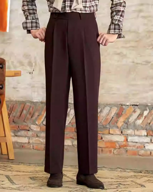Italian Casual Wide-leg Suit Pants British High Waist Baggy Straight Trousers