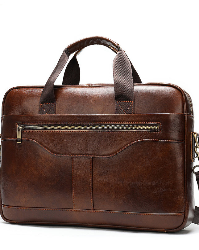 Vintage Business Office Handbag Men's Real-leather Bag Briefcase