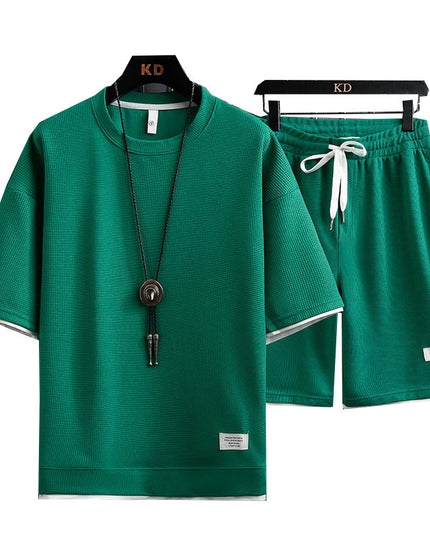 Men's Fashion Simple Short Sleeve T-Shirt Two Piece Set