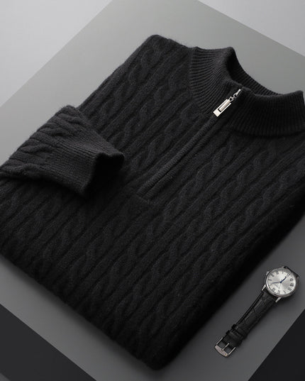 Pure Wool Sweater Men's Half-high Collar Pullover