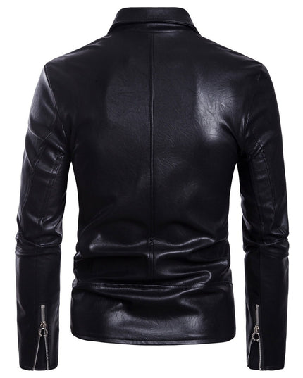 Men's Motorcycle Multi Zip Leather Coat