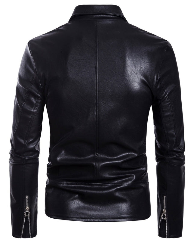 Men's Motorcycle Multi Zip Leather Coat