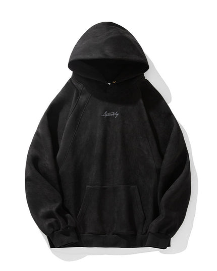 400g Suede Heavy Hooded Sweater Men's Autumn And Winter Split Design