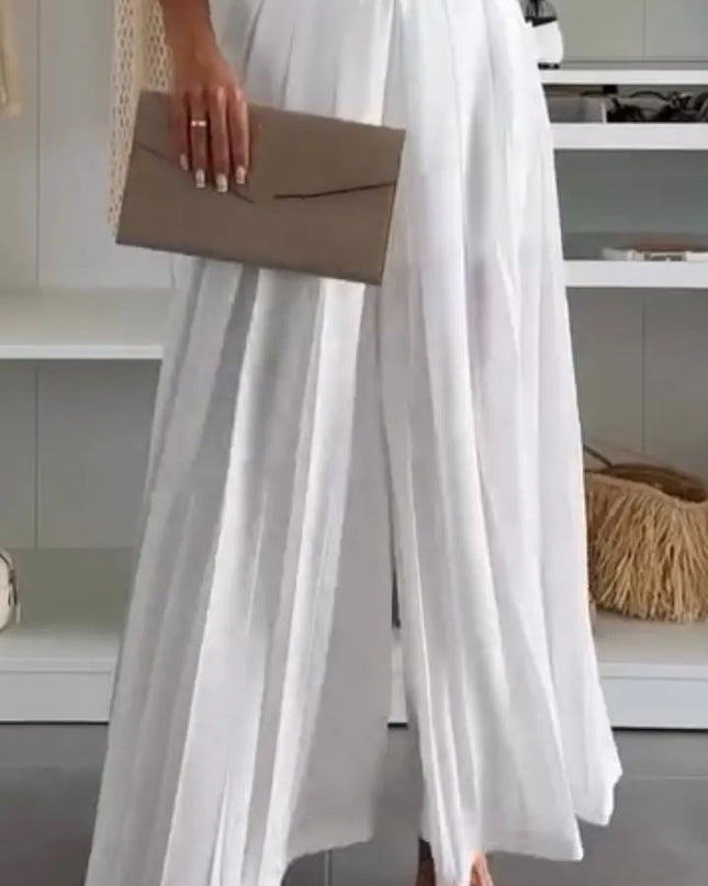 Women's Solid Color Casual Loose Pleated Skirt