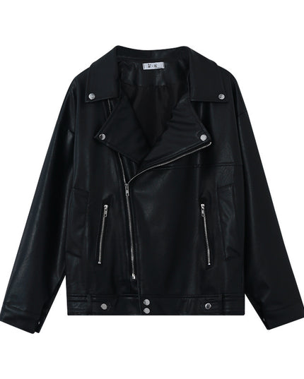 Leather coat women's autumn winter new Korean loose casual casual casual wear Pu motorcycle jacket ins fashion