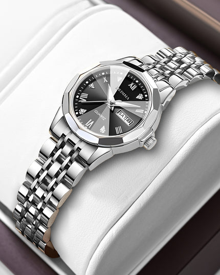 Diamond Double Calendar Waterproof Luminous Watch