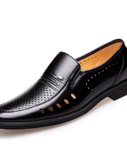 Pointed British Men's Business Formal Wear Hollow Ankle Shoes