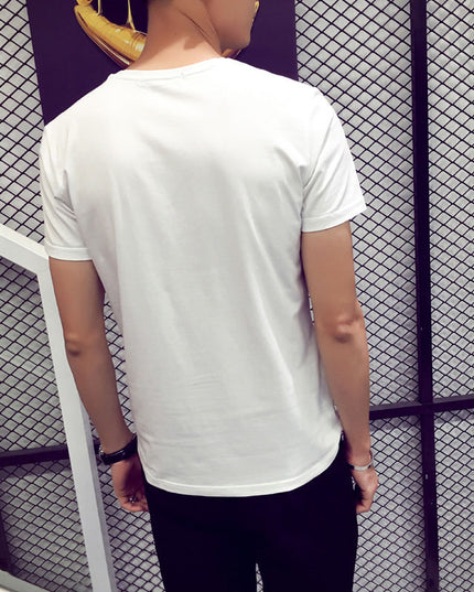 Summer Top Slim Color Men's Bottoming Shirt Half Sleeve