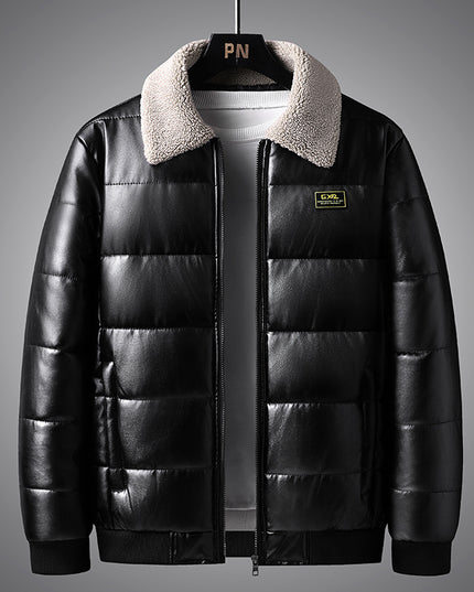 Lapel Collar Trendy Men's Winter Jacket Thickened