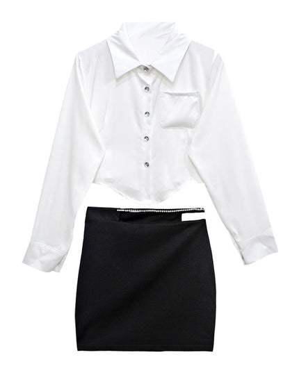 Design Sense Niche Short Irregular Long-sleeved Shirt Ladies