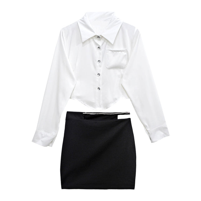 Design Sense Niche Short Irregular Long-sleeved Shirt Ladies