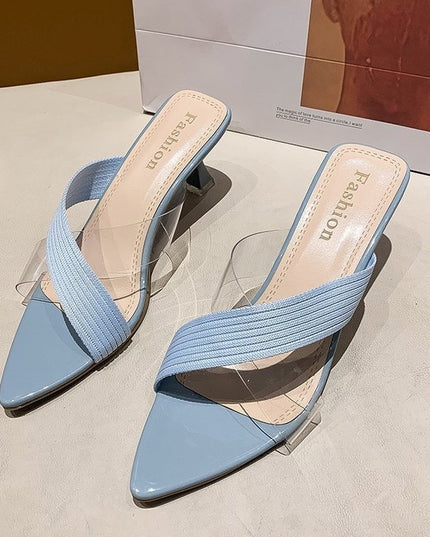 Pointed Stiletto Transparent Cross-strap Sandals And Slippers Women