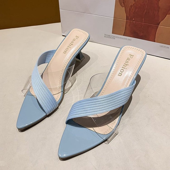 Pointed Stiletto Transparent Cross-strap Sandals And Slippers Women
