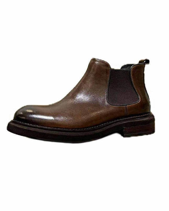 Men's Genuine Leather High-top Leather Shoes Thick Bottom Increased By Cowhide Martin Boots