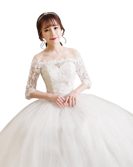 One-shoulder lace slim skirt
