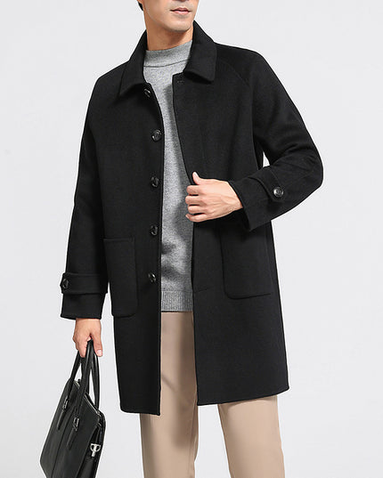 Wool Reversible Woolen Coat Men's Mid-length Single-breasted Baggy Coat