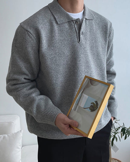 Solid Color Sweater Men's Versatile Casual Korean Style