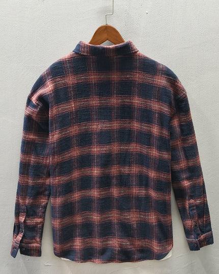 Striped Plaid Spring And Autumn Long-sleeved Shirt Men's Casual