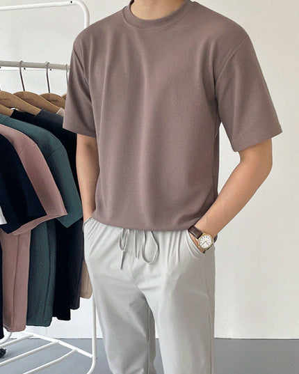 Summer Korean Version Of The Loose Trend Of Casual Solid Color Cotton Linen Half-sleeve Body Shirt