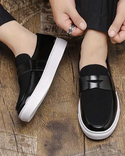 Korean Style Trendy Thick-soled Men's British Style Casual Leather Shoes