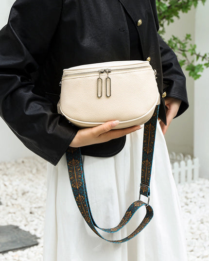 Women's First Layer Cattlehide Leather Fashion Casual Messenger Bag