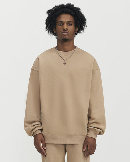 Fleece-lined Crew Neck Sweater Men's Loose Heavy Thickening