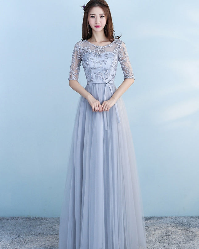 Long Bridesmaid Blue Wedding Dress Girlfriends Party Dress