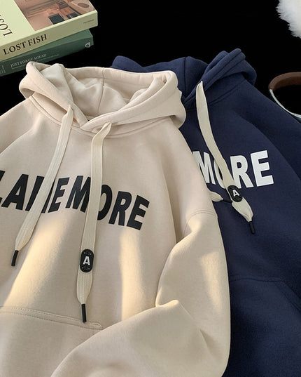 American-style Heavy Hooded Sweater Men's Fleece-lined Thickened