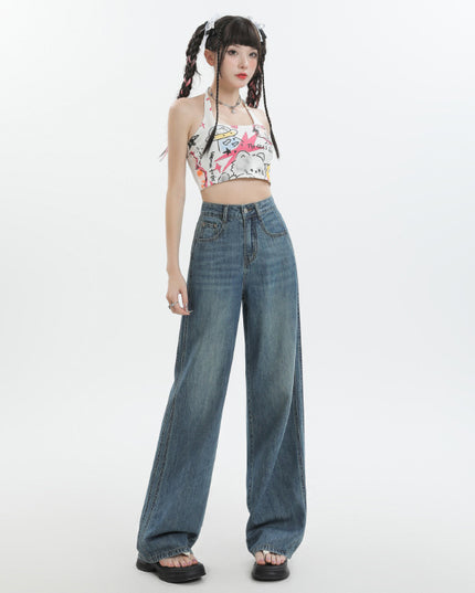 Fashion Women Loose Ice Silk Wide-leg Pants