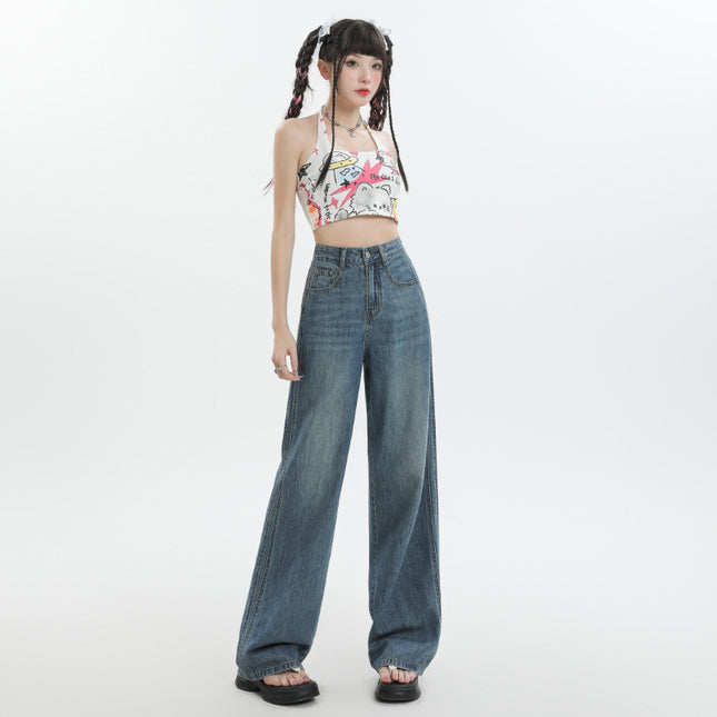 Fashion Women Loose Ice Silk Wide-leg Pants