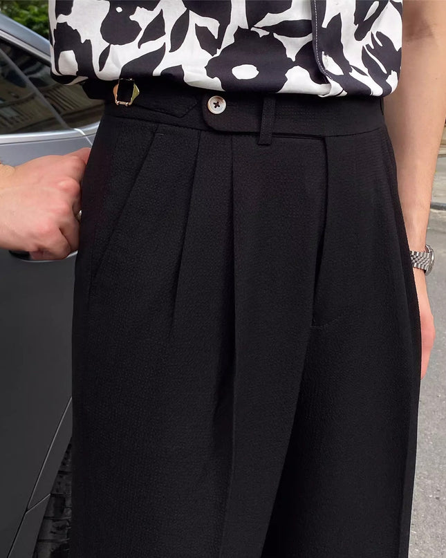 Summer Naples Mid-high Waist Straight Casual Suit Pants