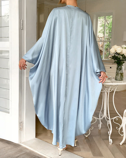 Elegant Solid Color Long Sleeve Waist Maxi Dress Women
