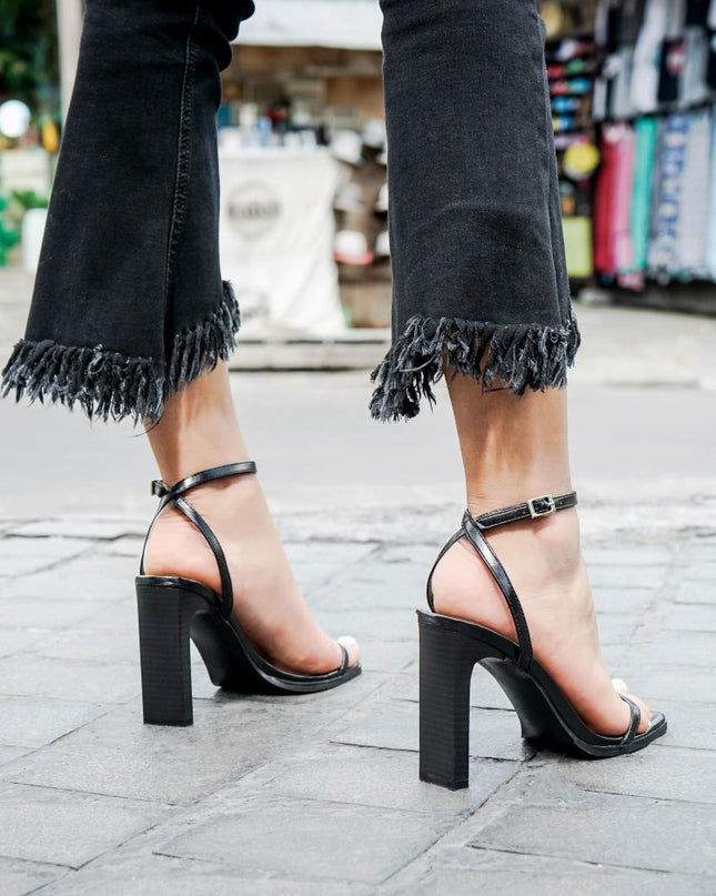 Roman Sandals Fashion Square Toe With High Heels Fairy Style Wild Thick Heel