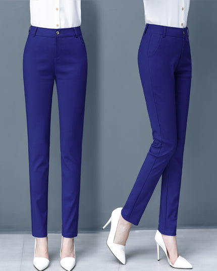 Blue Suit Pants Spring Women's High Waist Career Figure Flattering Drape Skinny Pants