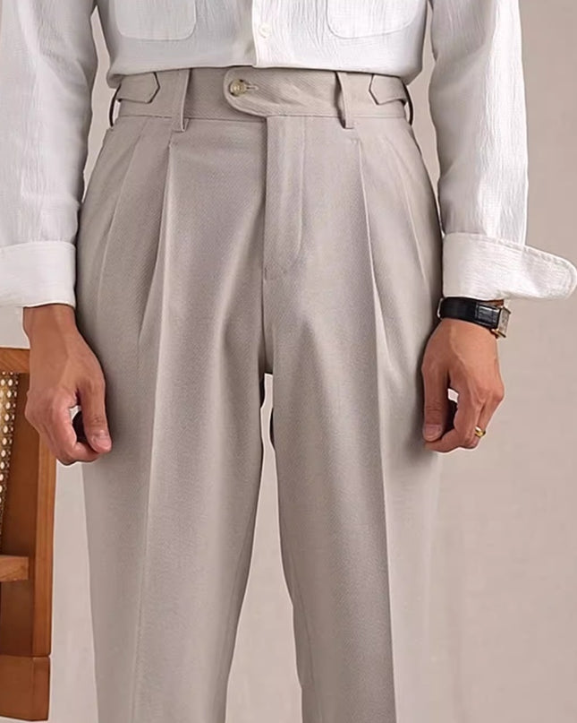 Neapolitan Mesh Wool Breathable Straight Loose Suit Pants